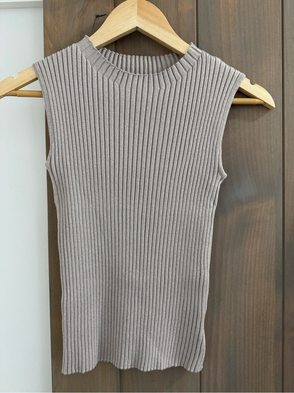 Rirandture Ribbed Sleeveless Tank Top - Taupe